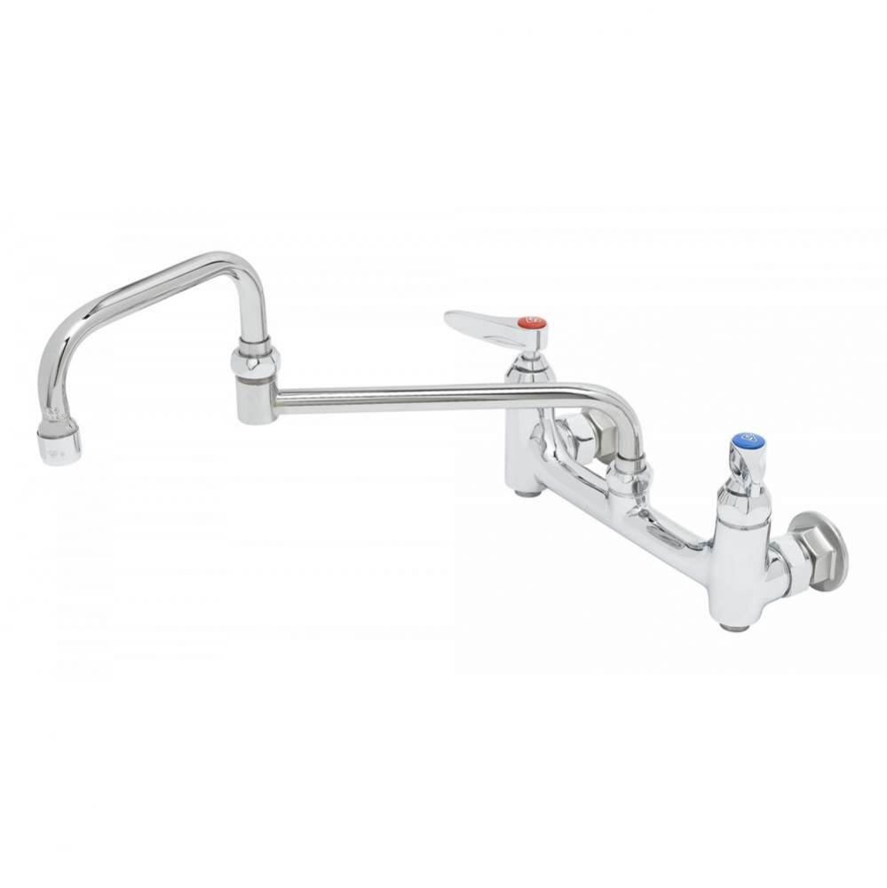 Double Pantry Faucet, 8'' Wall Mount, 15'' Double Joint Swing Nozzle, Built-In