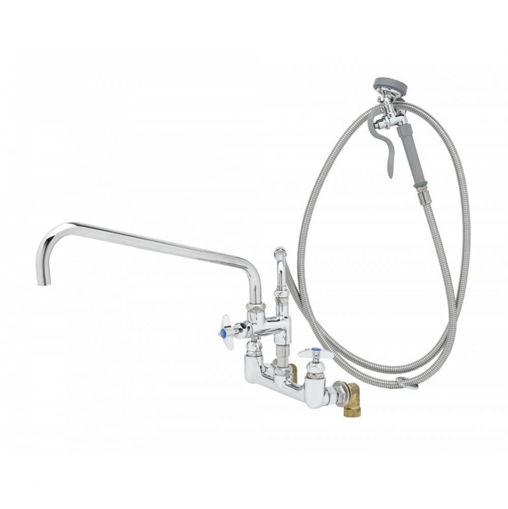 Big-Flo Spray Assembly: 8'' Wall Mount, 18'' Add-On Faucet, Angled Spray Valve