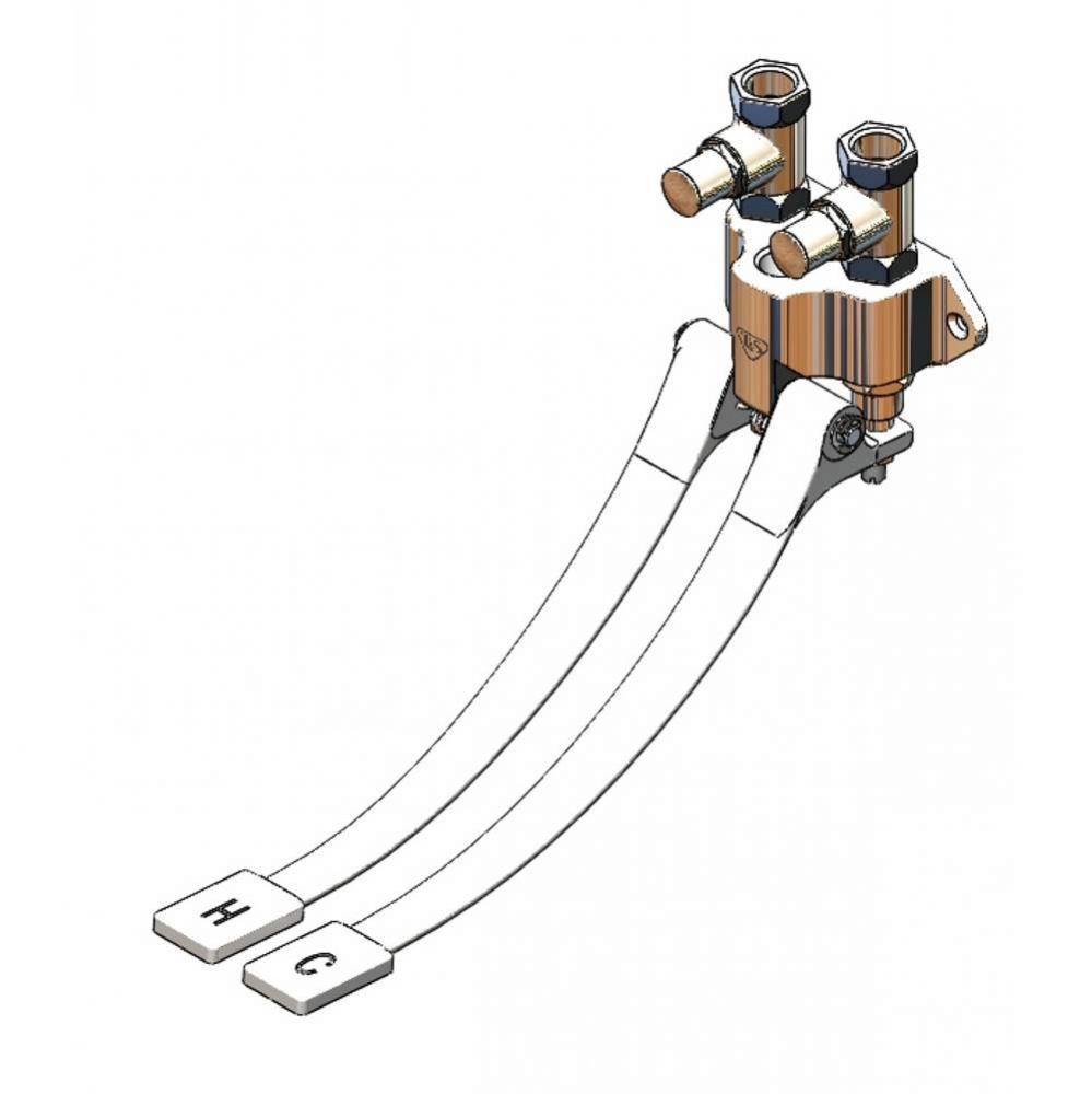 Double Pedal Valve, Wall Mount, 1/2'' NPT Inlet & Outlet, Straight Loose Key Stops