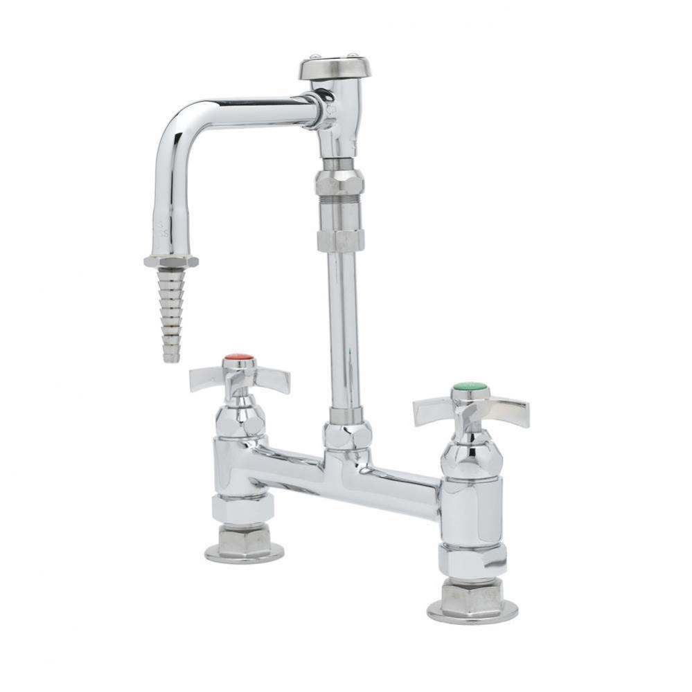 Lab Mixing Faucet, Deck Mount, Swivel Vacuum Breaker Nozzle, Serrated Tip, 4-Arm Handles