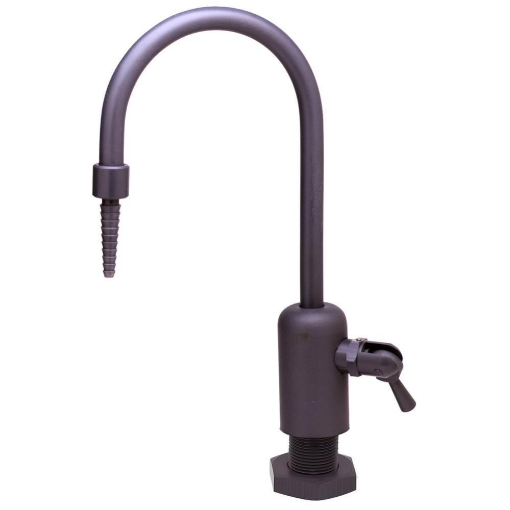 Lab Faucet, Dual-Control Handle, Gray PVC, Rigid Gooseneck, Serrated Tip, 3/8''Female In