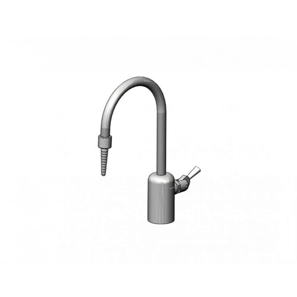 Lab Faucet, Single Control, Grey PVC, Rigid Gooseneck, Serrated Tip, 1/2'' NPT Female In