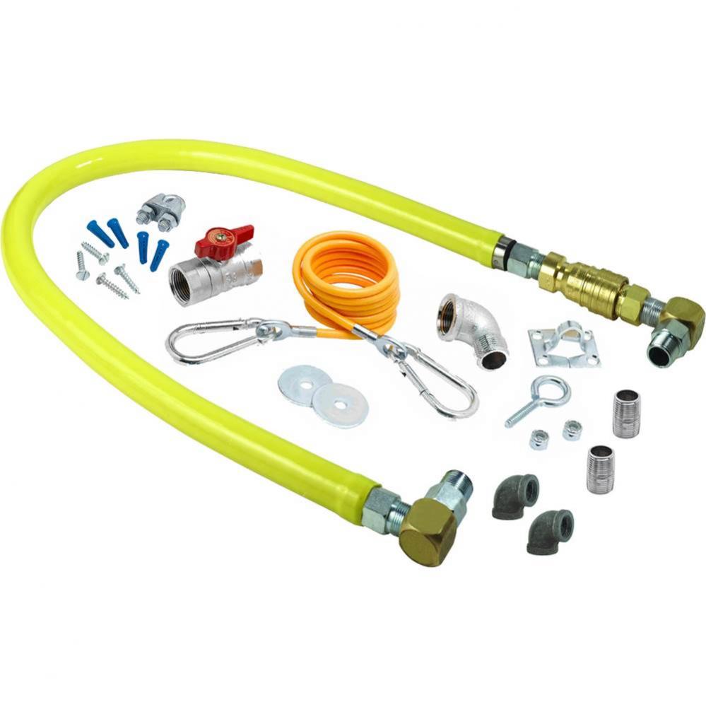 Gas Hose w/ QD, 3/4'' NPT x 36'', SwiveLinks, Cable Kit, Ball Valve, Gas Elbow