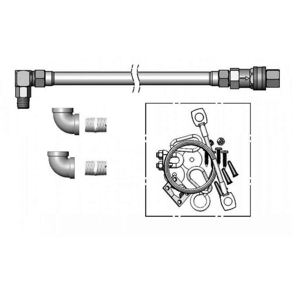 Gas Hose, 3/4'' NPT x 48'' Long, SwiveLink, Quick-Disconnect, FF Elbows, Cable