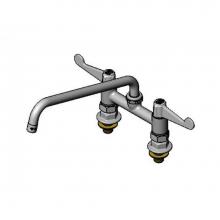 T&S Brass 5F-6DWS12 - equip 6'' Deck Mount Faucet, 12'' Swing Nozzle, 4'' Wrist Handles, S