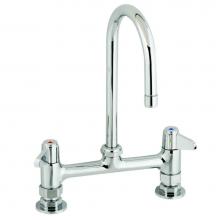 T&S Brass 5F-7DLX05 - Equip 7'' Deck Mount Faucet w/ 5'' Swivel Gooseneck, Ceramic Cartridges &