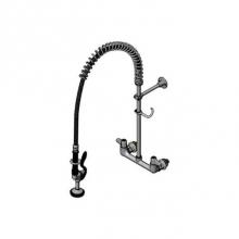 T&S Brass 5PR-8WLZ00 - Pre-Rinse Unit, 8'' Wall Mount Mixing Faucet, QT Ceramic Cartridges, 6'' Wall