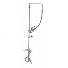 T&S Brass B-0111-B - EasyInstall Pre-Rinse: Overhead Swivel Arm, Single Hole Base, Inlet Flex Lines, Wall Brkt