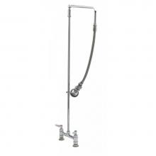 T&S Brass B-0122 - Pre-Rinse Unit: 8'' Deck Mount Base, 18'' Overhead Swivel Arm, B-0107 Spray Va