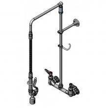 T&S Brass B-0131-BC - Pre-Rinse: Overhead Swivel Arm, 8'' Wall Mount Base, Low Flow Spray Valve, Wall Bracket