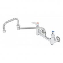 T&S Brass B-0266-BST - Double Pantry Faucet, 8'' Wall Mount, 15'' Double Joint Swing Nozzle, Built-In