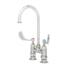 T&S Brass B-0324-04 - Medical Faucet, Deck Mount, 4'' Centers, Swivel/Rigid Gooseneck, 4'' Wrist Act