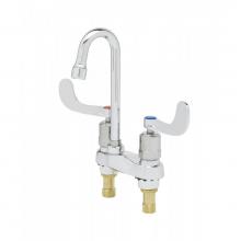 T&S Brass B-0834-01 - Metering Fct, Deck Mt, 4'' Centers, Swivel/Rigid Gooseneck, 4'' Wrist-Action H