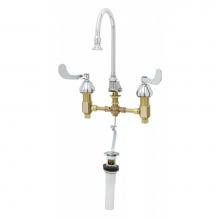 T&S Brass B-0868-04 - Medical Faucet, Concealed Body, 4'' Wrist Handles, Rigid/Swivel GN, Rosespray, Pop-Up