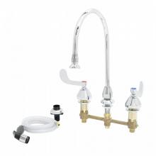 T&S Brass B-2347 - Medical Faucet w/ Sidespray, 8'' Centers, Gooseneck w/ Rosespray Aerator, 4''