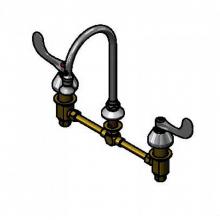 T&S Brass B-2865-04L - Medical Faucet, Deck Mount, 12'' Centers, Rigid/Swivel GN w/Rosespray, 4'' Wri