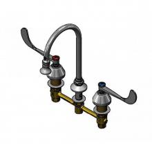 T&S Brass B-2865 - Medical Faucet, Deck Mount, 8'' Centers, Rigid/Swivel GN w/Rosespray, 6'' Wris