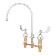 T&S Brass B-2866-04VRS - Medical Faucet, Deck Mount, 8'' Centers, Swivel Gooseneck, Wrist Handles, Vandal Resista