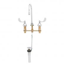 T&S Brass B-2869-04 - Lavatory Faucet, Concealed Body, 8'' Centers, Swivel/Rigid Gooseneck, Wrist Handles, Pop