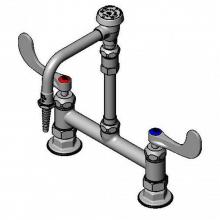 T&S Brass BL-5715-09CRWH4 - Lab Faucet, 8'' Deck Mount, Ceramas, Swivel VB Nozzle, Serrated Tip, 4'' Wrist