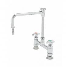 T&S Brass BL-5715-10 - Laboratory Faucet w/ Restricted Swing VB Nozzle & Serrated Tip Outlet, 4-Arm Handles