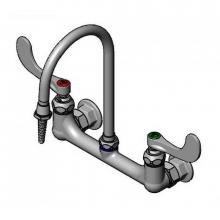 T&S Brass BL-5725-01WH4 - Lab Mixing Faucet, 8'' Wall Mount,Swivel/Rigid Gooseneck, Serrated Tip, 4'' Wr