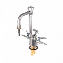 T&S Brass BL-6005-01 - Lab Fixture, Gas & Water, 2 Gas Cocks, 7'' VB Gooseneck w/ Serrated Tip, 3/8'&a