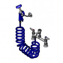 T&S Brass PG-8DREV - Pet Grooming Faucet, Deck 8'' Centers, Aluminum Spray Valve, Coiled Hose, Vacuum Breaker