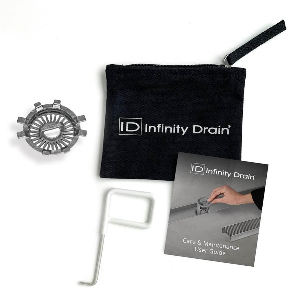 Hair Maintenance Kit. Includes maintenance guide, DKEY Lift-out key, and HS 2 Hair Strainer.