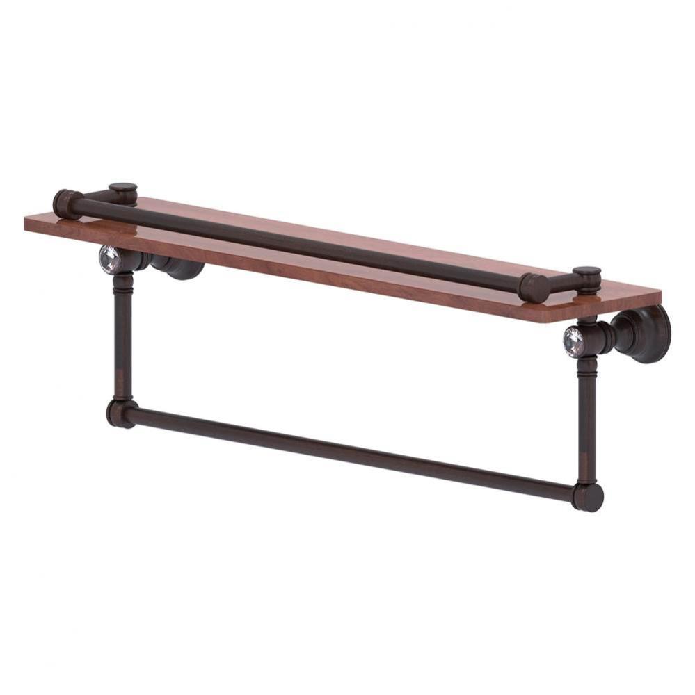 Carolina Crystal Collection 22 Inch Gallery Wood Shelf with Towel Bar - Venetian Bronze