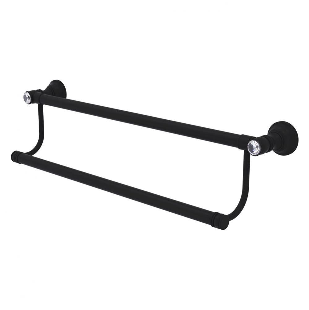 Carolina Crystal Collection 30 Inch Double Towel Bar - Matte Black