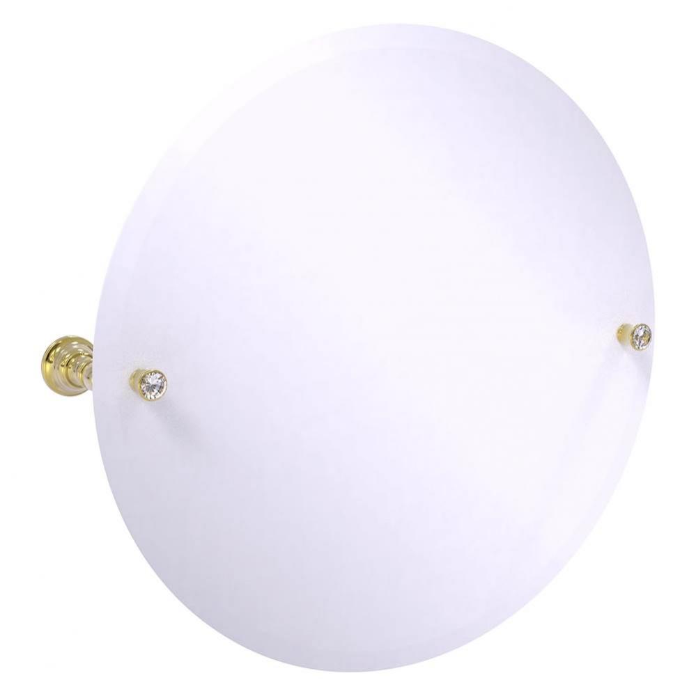 Carolina Crystal Collection Frameless Round Tilt Mirror with Beveled Edge - Unlacquered Brass