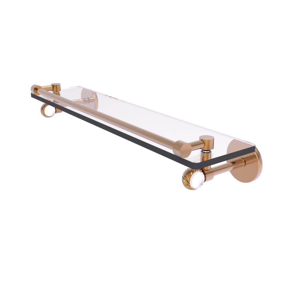 Clearview Collection 22 Inch Gallery Rail Glass Shelf with Twisted Accents