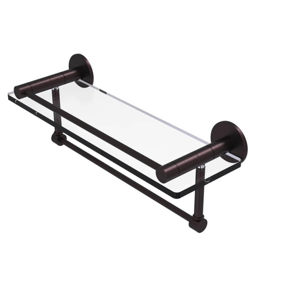 Fresno Collection 16 Inch Glass Shelf with Vanity Rail and Integrated Towel Bar