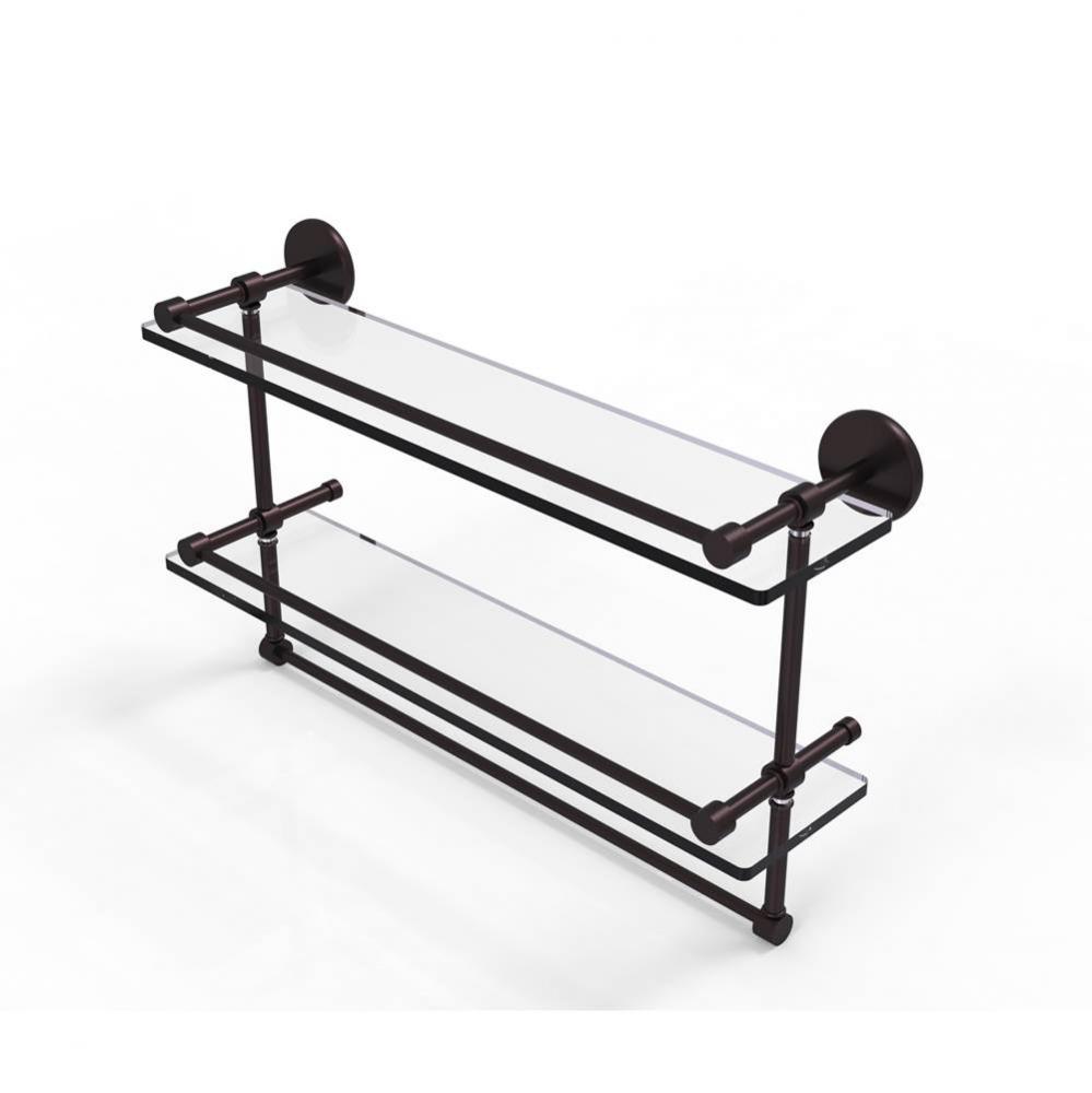 22 Inch Gallery Double Glass Shelf with Towel Bar