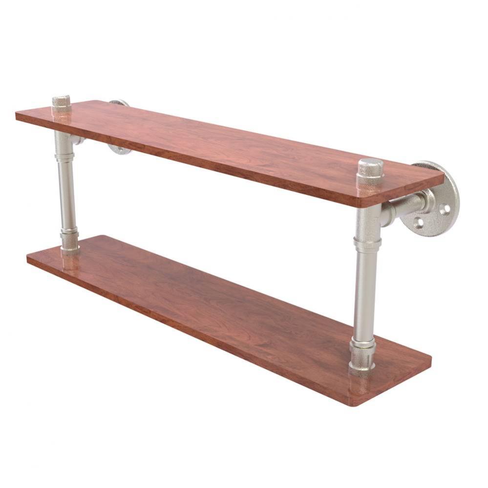 Pipeline Collection 22 Inch Ironwood Double Shelf