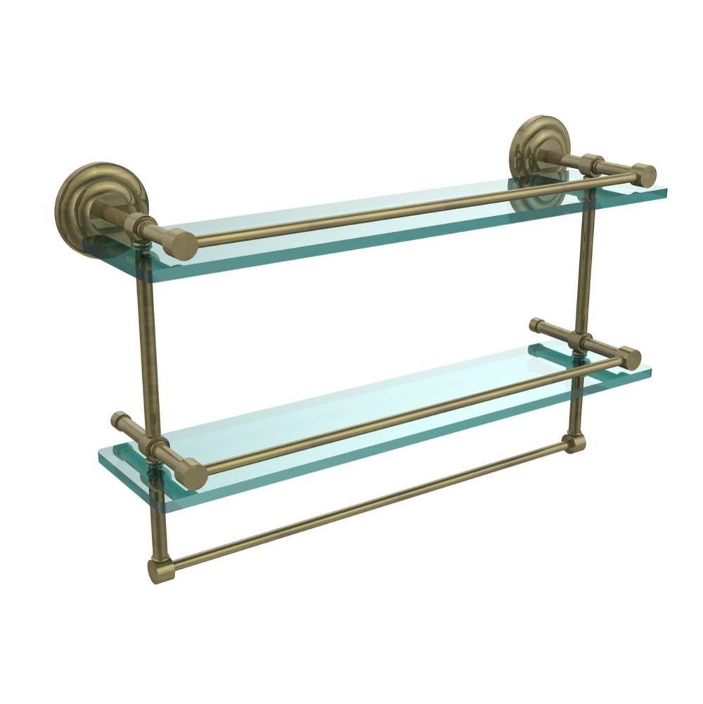 22 Inch Gallery Double Glass Shelf with Towel Bar