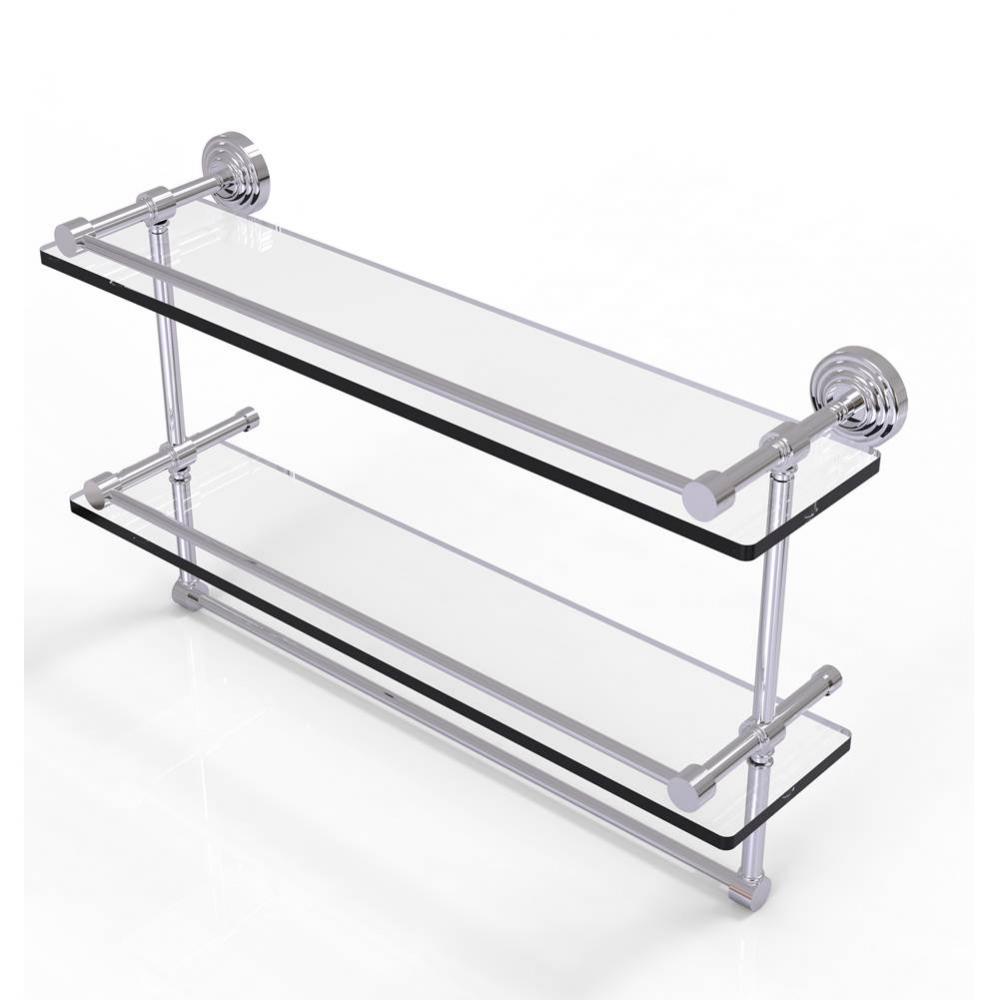 22 Inch Gallery Double Glass Shelf with Towel Bar