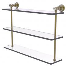 Allied Brass CC-5-22-ABR - Carolina Crystal Collection 22 Inch Triple Glass Shelf - Antique Brass