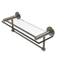 Allied Brass FR-1/16GTB-ABR - Fresno Collection 16 Inch Glass Shelf with Vanity Rail and Integrated Towel Bar