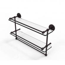 Allied Brass P1000-2TB/22-GAL-ABZ - 22 Inch Gallery Double Glass Shelf with Towel Bar