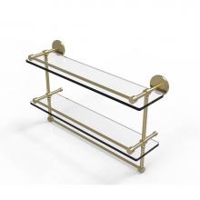 Allied Brass P1000-2TB/22-GAL-SBR - 22 Inch Gallery Double Glass Shelf with Towel Bar