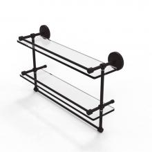 Allied Brass PRBP-2TB/22-GAL-ORB - 22 Inch Gallery Double Glass Shelf with Towel Bar