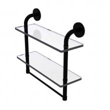 Allied Brass RM-2-16TB-BKM - Remi Collection 16 Inch Two Tiered Glass Shelf with Integrated Towel Bar