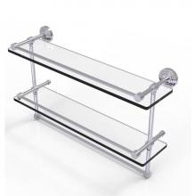 Allied Brass WP-2TB/22-GAL-PC - 22 Inch Gallery Double Glass Shelf with Towel Bar