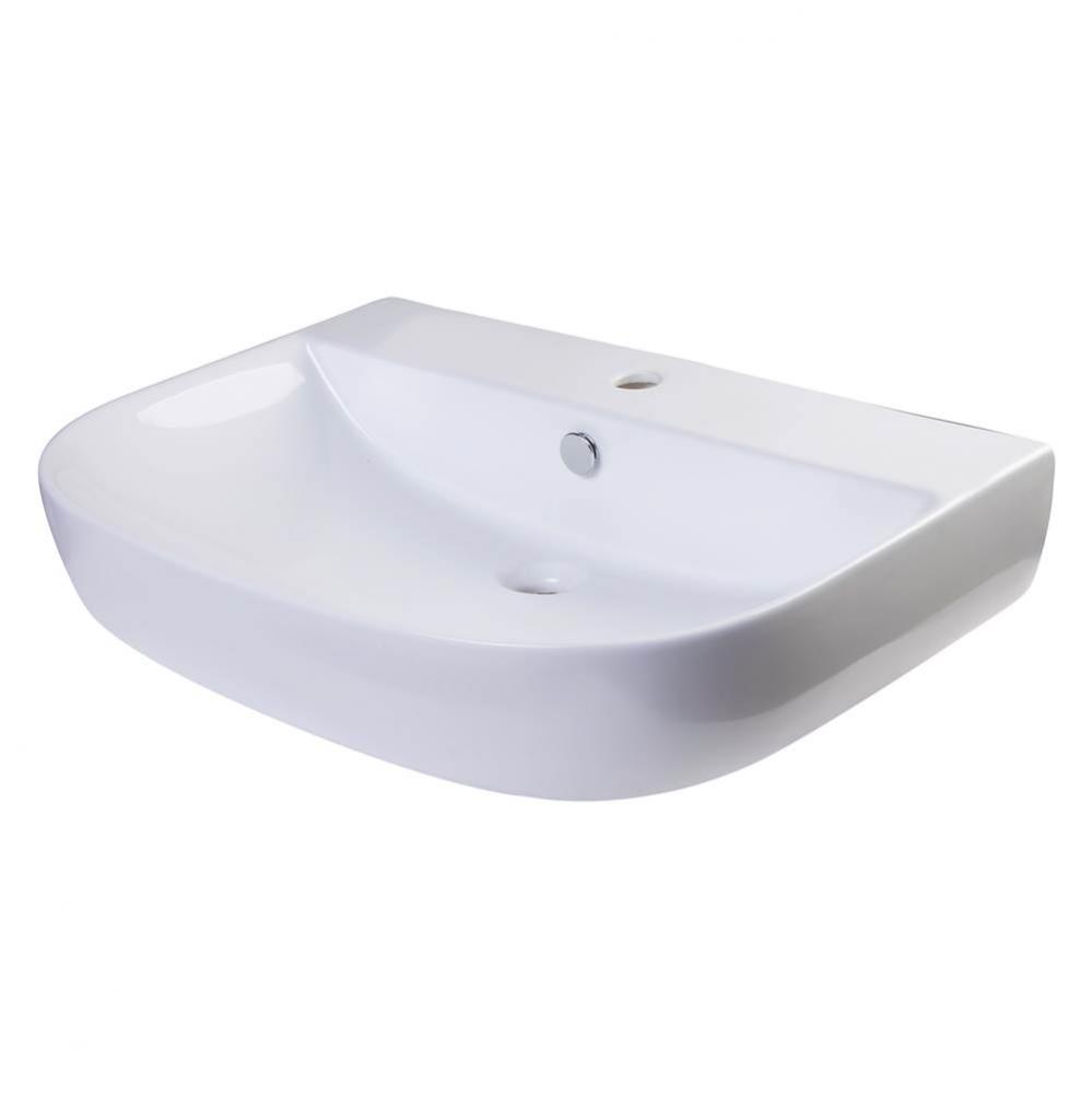 28'' White D-Bowl Porcelain Wall Mounted Bath Sink