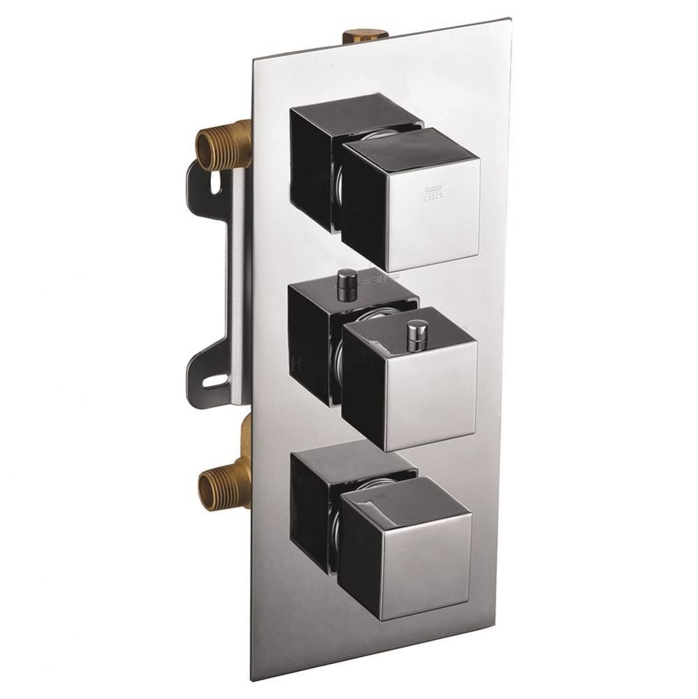 Polished Chrome Square 2 Way Thermostatic Shower Mixer