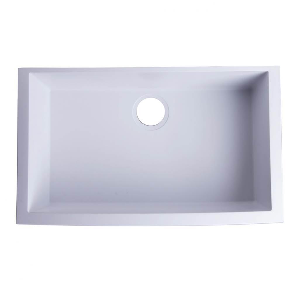 White 30'' Undermount Single Bowl Granite Composite Kitchen Sink