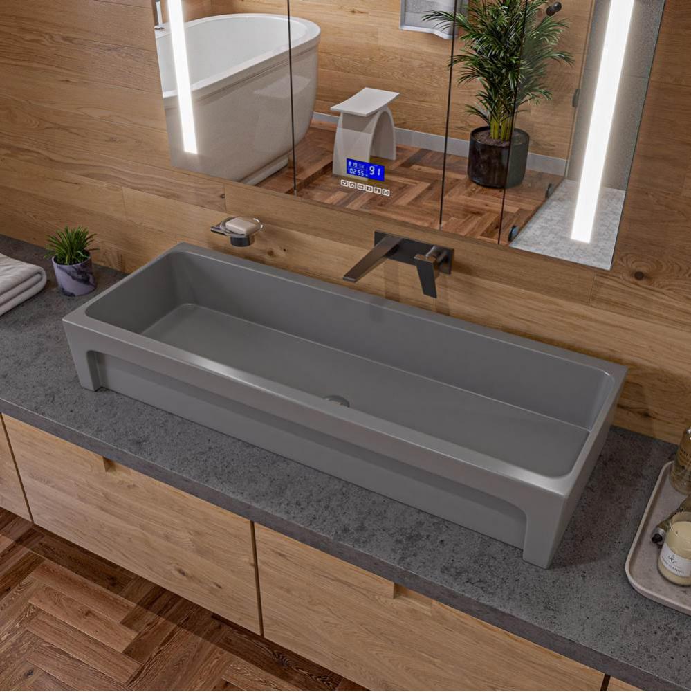 48'' Grey Matte Above Mount Fireclay Bathroom Trough Sink