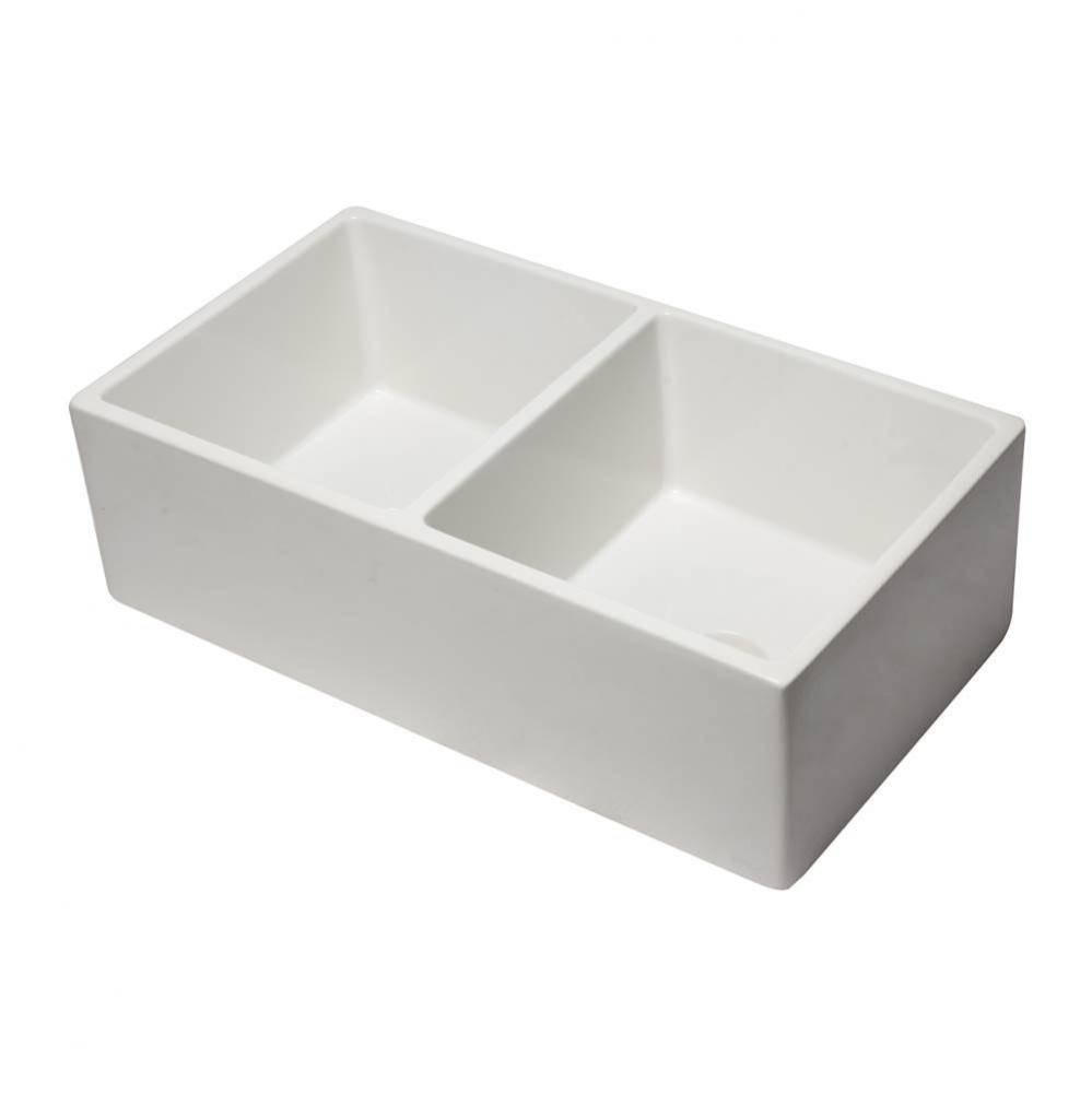 33 inch White Reversible Double Fireclay Farmhouse Kitchen Sink